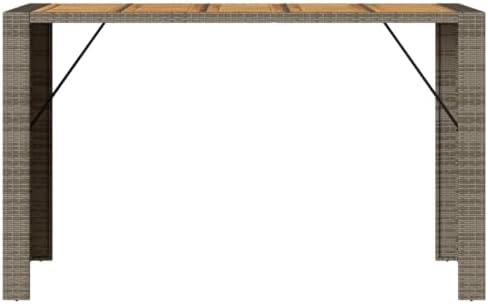 Grey Garden Bar Table with Acacia Wood Top and UV-Resistant Rattan for Outdoor Dining and Cocktails 72.8 in Long 31.5 in Wide Weatherproof Patio Furniture - Image 5