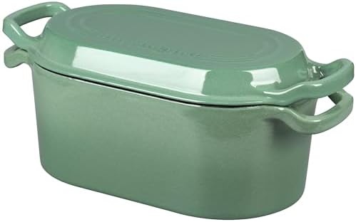 VORRINGARD Oval Dutch Oven Pot with Lid, Enamel Coating Cast Iron Bread Pans for Homemade Sourdough Bread Baking, Cooking, 4 Quart, Sage Green - Image 6