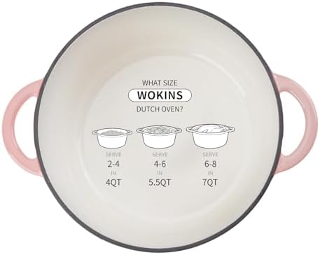 Enameled Cast Iron Round Dutch Oven -4QT Pot With Lid,Pink - Image 2