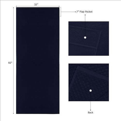 COTTON CRAFT Pool Lounge Chair Cover - 2 Pack Euro Spa Waffle Weave - Navy - Image 6