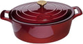 La Cuisine Enameled Cast Iron Oval Dutch Oven Casserole Dish Pot with Lid 6.75 QT Internal Matt Black Enamel Coating Gold-Plated Stainless Steel Lid Handle Oven Safe Cranberry by LaCuisineforlife