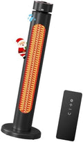 1500W Electric Patio Heater for Outdoor Use, Infrared Heater with 8 Heat Levels, 60° Oscillation, Remote Control, 8-Hour Timer, Tip-Over & Overheat Protection, Black by sundate