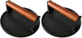 Firsgrill Burger Press 7.08" Round,Heavy-Duty Cast Iron Smash Burger Press Meat Steak With Wood Handle for Blackstone Camp chef Pitboss Weber Griddle Grills(Round) (Pack of 2) by ProfessionalGrillpartsLiving
