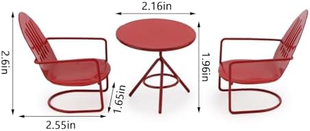 3 Pcs Miniature Bistro Table Chairs Set 1 12 Scale Dollhouse Accessories - Image 6