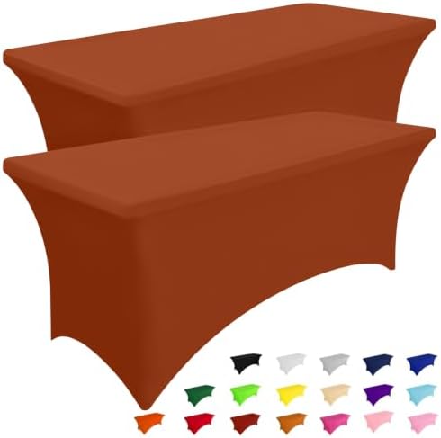 Smiry 2 Pack Spandex Table Cloth 6FT, Elastic Fitted Terracotta Tablecloth by Smiry