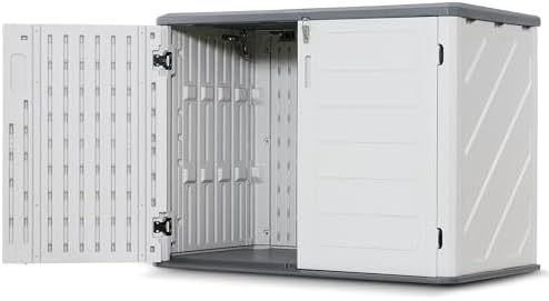 Macrout 50 Cu Ft Outdoor Storage Cabinet, Waterproof Resin Shed SU5462 (Light Gray, Small) by MMACROUT