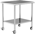 Stainless Steel Work Table with Wheels, 30x36 Inch NSF Kitchen Prep Table with Adjustable Undershelf for Commercial Restaurant, Garage, Outdoor BBQ by Chingoo