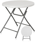 SUPER DEAL 32in Cocktail Table, Indoor Outdoor Portable High Top Table, Plastic Round Bar Height Folding Table for Party Wedding Event, White by Superdeal