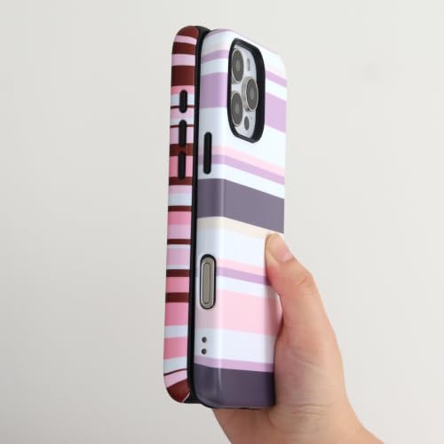 for iPhone 16 Pro Case, Magnetic Matte Frosted Dual-Layer Striped Phone Case for Women, Retro Aesthetic Cover Compatible with MagSafe Accessories - Rose Cocoa - Image 4
