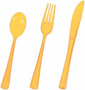 HEIPINIUYE 75 Pack Orange Clear Plastic Cutlery Heavy Duty Clear Fall Plastic Knives Forks and Spoons Disposable Silverware Set for 25 Guest Birthday Baby Shower Thanksgiving Party Utensil Set by HEIPINIUYE