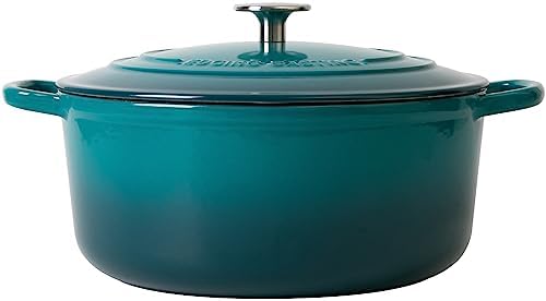 EDGING CASTING Dutch Ovens with Lid, Enameled Cast Iron Covered 5.5 Quart Dutch Oven with Dual Handle, Darkcyan - Image 5