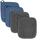RITZ Terry Potholder & Hot Pad: Unparalleled Heat Resistant, Durable 100% Cotton – Ergonomically Designed for Optimal Grip – Easy-Care Machine Washable – 4-Pack, Federal/Graphite by RITZ