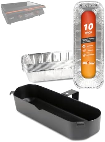 BBQ Future Grease Cup with 10 Pack Aluminum Foil Liners for Blackstone 22 Inch Electric Griddle, Grease Catcher Drip Pan Tray Replacement for 17" & 22" Electric Griddle Models 8001, 8003, 8000, 8005 by BBQFuture