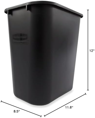 Rubbermaid Commercial Products Wastebasket, Black, 3.25-Gallon - Image 3
