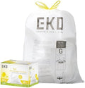 EKO 21 Gallon / 50-90 Liter, 60 Count Drawstring Trash Bags, Extra-Strong Garbage Bags, Lemon Zest Scent with Continuous Odor Control, Easy-Dispense Roll for Kitchen and Household Use, Code G, White by Unknown