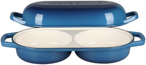 EDGING CASTING Enameled Cast Iron Double Bread Dutch Oven, Lake Blue - Image 4