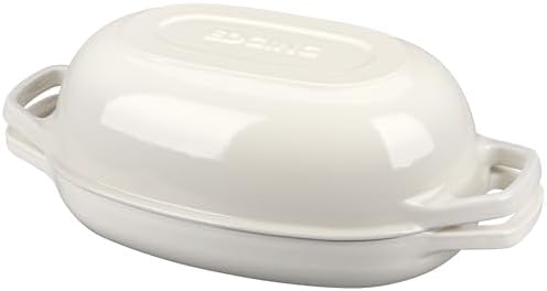EDGING CASTING Enameled Cast Iron Oval Dutch Oven Pot with Lid, Dutch Oven for Sourdough Bread Baking, Bread Oven, Bread Dutch Oven, Oval Bread Pan, 5qt, White by EDGINGCOOKWARE