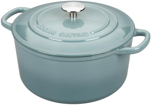 EDGING CASTING Enameled Cast Iron Dutch Oven with Sourdough Bread Baking Kit, Bread Dutch Oven with Lid, Includes Proofing Basket & Baking Tools, 5qt, Seasalt - Image 4