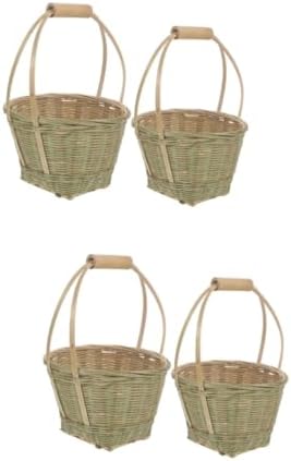 BESPORTBLE 4pcs Woven Storage Basket Handle Picnic Fruit Collection Baskets Rustic Home Decor for Outdoor Activities and Kitchen Organization by BESPORTBLE