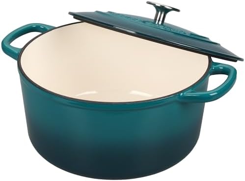 EDGING CASTING Enameled Cast Iron Dutch Oven with Sourdough Bread Baking Kit, Bread Dutch Oven with Lid, Includes Proofing Basket & Baking Tools, 5qt, Darkcyan - Image 5