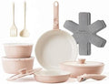 Redchef 16pcs Ceramic Pots and Pans Set, RV Cookware Set for Camping, Pink by Redchef