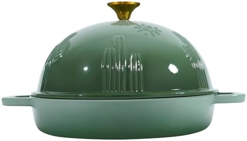 Flavehc Bread Oven Cast Iron Bread Dutch Oven with Cloche Lid for Bread Baking Green Enameled Cast Iron Bread Oven with Dome Lid for Sourdough, 9.8 Inches - Image 3