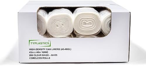 Typlastics 45-48 Gallon Clear Trash Liners Bulk 200 Pack 43" x 48" - Image 4