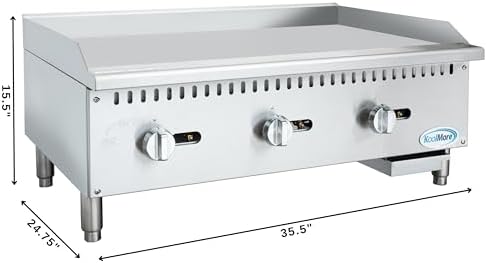 KoolMore 36 in. Natural Gas 3-Burner Griddle with 90,000 BTU in Stainless-Steel, ETL LIsted (KM-GG3-36M) - Image 3