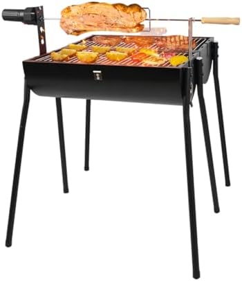 Portable Charcoal Grill & Smoker with Lid Thermometer, 2-in-1 Double-Sided BBQ Grill with Removable Grates, Heat Retention Body, for Camping, Patio & Backyard Parties, Serves 3–5 by PAXLINSEN