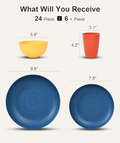 Quatish 24 Piece Plates and Bowl Set for 6, Dinnerware Dish Set for Kitchen - Image 2