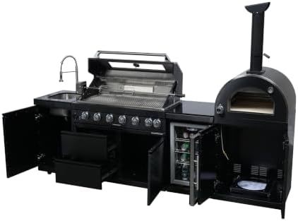 109" Outdoor Kitchen Island Gas Grill with Pizza Oven & Sink - Image 5