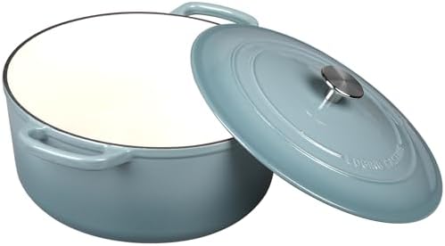 EDGING CASTING Enameled Dutch Ovens Cast Iron Dutch Oven Pot with Lid for Bread Baking, Cook, Dual Handle, 7 Quart, Seasalt - Image 2