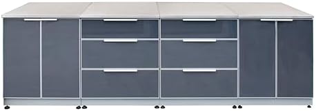 Blue Sky Outdoor Living 4-Piece Modular Outdoor Kitchen Combo Set - Weather-Resistant Stainless Steel and Tempered Glass - Includes 2 3-Drawer Cabinets, 2 2-Door Cabinets, and 4 Stainless Countertops by BlueSkyOutdoorLiving