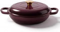 Dutch Oven Enameled Cast Iron with Lid - Big Dual Handles - Oven Safe up to 500°F - Classic Round Pot for Versatile Cooking 3 QT Shallow Pot Fig by Alathote