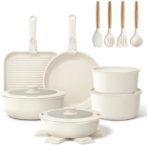 YASHE 21Pcs Nonstick Pots and Pans Set with Detachable Handles, Oven Safe by YASHE