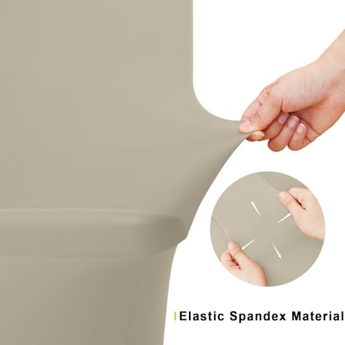 Smiry 2 Pack Spandex Table Cloth 5FT, Elastic Fitted Taupe Tablecloth - Image 4