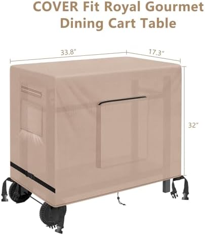 Kovshuiwe Outdoor Table Casing for 33.8 Inch Keter Unity XL Portable Outdoor Table, Bar Cart Cover for 33.8 inch Worktable, Waterproof Patio Dining Cart Cover-33.8" L x 17.3" W x 32" H, Khaki - Image 2