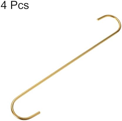 HARFINGTON 4pcs Long S Hooks 12 Inch Extra Long Metal S-Shaped Hanging Hooks High Manganese Steel S Hanger Storage Organizing Tool for Kitchen Garden Bathroom Garage Closet, Gold Tone - Image 3