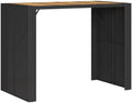 Black Garden Bar Table with Acacia Wood Top and Powder-Coated Steel Frame for Outdoor Dining and Gatherings, Seats Four, Modern Design, Durable Construction, Easy Maintenance by Unknown