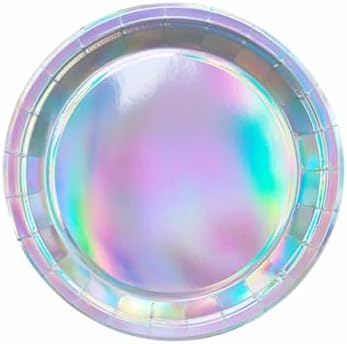 MaitianGuyou 7 Inch 40 Count Iridescent Holographic Paper Plates, Disposable Shiny Rainbow Dessert Plates for Birthday, Bridal Shower, Bachelorette, Wedding & Disco Party Table Decor - Image 2