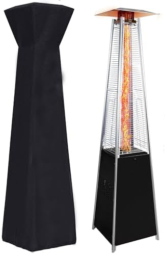 Propane Patio Heater, 48,000 BTU Outdoor Patio Heater Propane with Wheels, Stainless Steel Gas Patio Heaters for Outdoor Use, Commercial, Residential, Black+Silver by FammyLoft