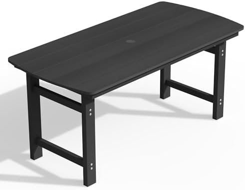 Ciokea HDPE Outdoor Patio Dining Table, All-Weather Furniture, Black by CIOKEA