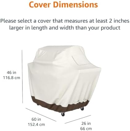 Amazon Basics Gas Grill Barbecue Cover, Weather Resistant, Anti-UV Protection with Secure Straps, Waterproof, 60 inch, Medium for Outdoor Grills, Beige - Image 2