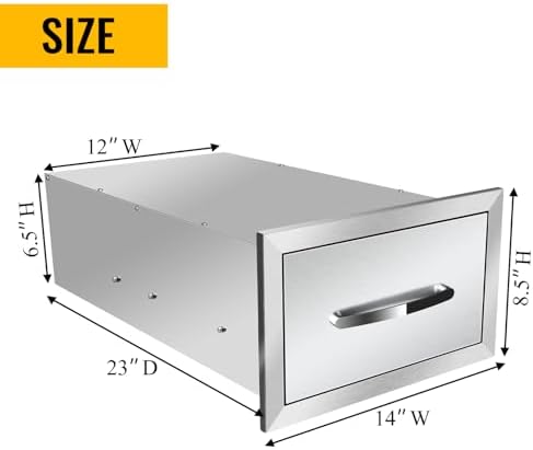 Outdoor Kitchen Drawers, Box Frame Style Flush Mount BBQ Drawer w/Stainless Steel Handle, BBQ Island Drawers For Patio Grill Station,Single Drawer - Image 2
