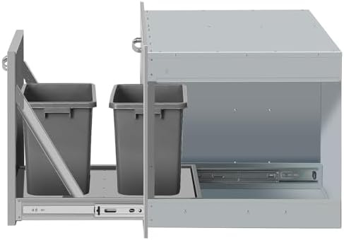 Outdoor Kitchen BBQ Island Drawers Combo 28" W x 20.1" H x 19.7" D with Handles BBQ Access Triple Drawers and Trash Drawer for BBQ Island Patio Grill Station - Image 7