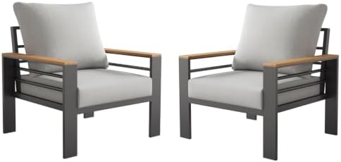 Aoxun Aluminum Patio Furniture Armchair, Grey by Aoxun
