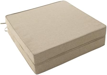 Outdoor Chair Cushions, Water-Resistant & Fade-Resistant, Patio Furniture Square Seat Replacement Chair Pads with Ties, Removable Cover, Non-Slip Bottom, Set of 2, 19 x 19 Inch, Natural by Unknown