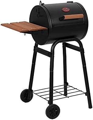 Char-Griller® Patio Pro Charcoal Grill and Smoker with Cast Iron Grates, Premium Wood Shelf and Damper Control, 250 Cooking Square Inches in Black, Model E1515 by Char-Griller