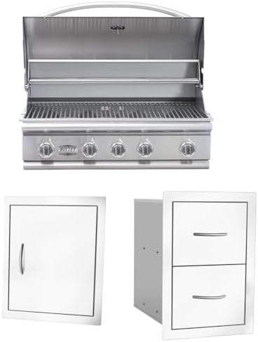 Bullet by Bull Stainless Steel Outdoor - Built-In Liquid Propane Grill -Outdoor Kitchen Island Bundle - Includes 5 Burner BBQ, Single Access Door & Double Storage Drawer by Unknown