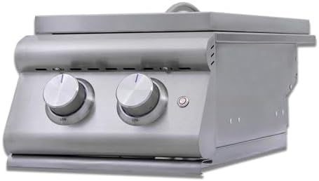 Blaze LTE+ Built-In Double Side Burner NG 24,000 BTU Stainless Steel Outdoor Kitchen Slide-In with LED Illuminated Knobs, Removable Cover by Blaze